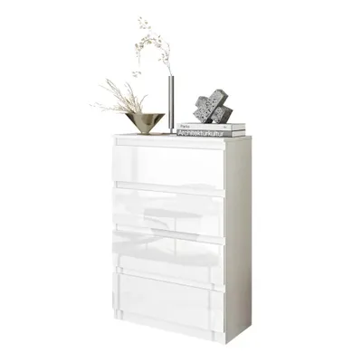 Immagine prodotto di Cassettiera alta Gabriel 4 cassetti - bianco opaco / bianco lucido 92 cm, moderna e pratica