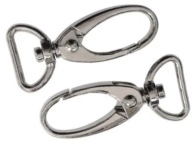 5x Metall Karabinerhaken, silberfarben 15x45 mm