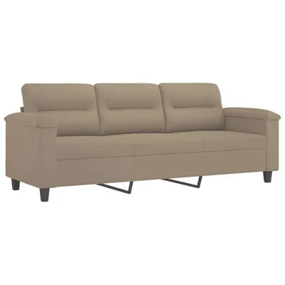 Image de vidaXL Canapé 3 places taupe 180 cm tissu microfibre