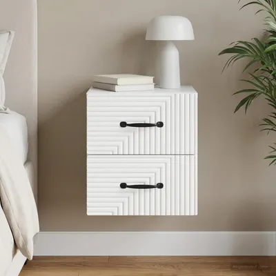 Immagine prodotto di vidaXL Comodino da parete bianco 34,5 x 33 x 40 cm in materiale derivato dal legno