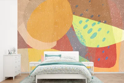 Produktbild von MuchoWow® Fototapete für Wohnzimmer oder Schlafzimmer Wandtapete Vinyl Motivtapete Abstrakt - Kunst - Regenbogen - Pastell - 600x400 cm - Vinyltapeten