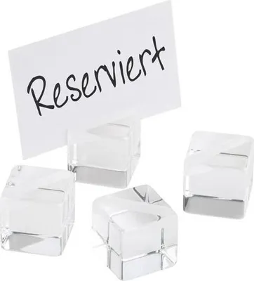 Produktbild von APS 78 4er-Set KartenhalterWÜRFEL, Fotohalter, 3 x 3 x 3 cm, Acryl, inkl. 20 weißen Beschriftungskarten
