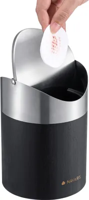 Produktbild von Navaris Mini Mülleimer aus Bambus - Abfalleimer mit Deckel - Kosmetikeimer - Ideal für Badezimmer, Küche, Büro, Wohnzimmer - Tischmülleimer -