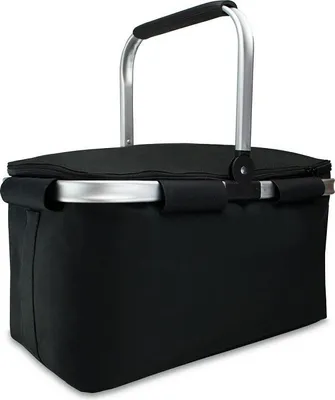 Produktbild von Feniks faltbarer Einkaufskorb Schwarz 43x28x23 cm wasserdicht mit Reißverschluss und versteiftem Boden