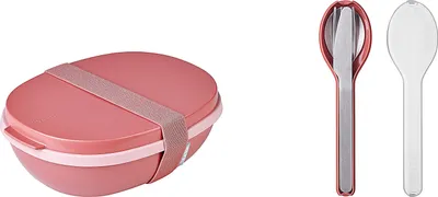 Produktbild von Mepal - Lunchbox Ellipse Duo to go Set - Meal Prep Box für Erwachsene & Salatbox zum Mitnehmen - Brotdose für ein gesundes Mittagessen - Ideal für Sandwiches & Salate - 825 ml + 600 ml - Vivid Mauve