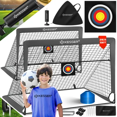 Produktbild von KESSER® Fussballtor 2er Set, Antirutsch, inkl. Hütchen, Zielscheibe, Sporttasche & Ballpumpe