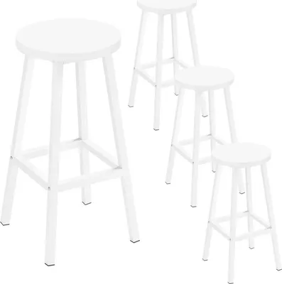 Produktbild von Klihome Barhocker rund, mit Metallgestell, Fußstütze, für Bar Kücheninsel Esszimmer, Weiß