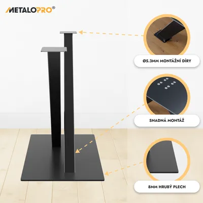 Obrázek produktu pro MetaloPro X-Design kovová černá stolní noha, centrální stolová podnož pro až 70 kg těžké stolové desky, jídelní stůl, konferenční a obývací stolek.