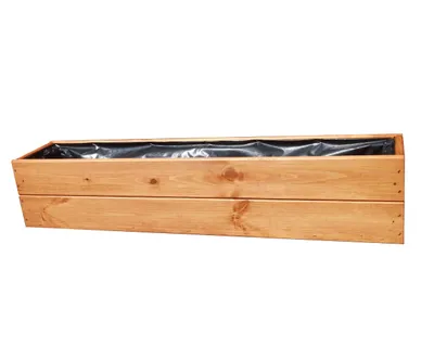 Produktbild von Blumenkasten aus Holz 90 cm – Pflanzkasten Balkon & Terrasse – Wetterfest imprägniert – Fertig montiert – Pflanzkübel Holz D27 Teak