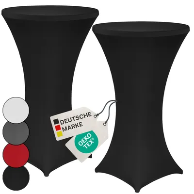 Produktbild von NYVI Stehtischhusse NYVIGala Schwarz Ø 70-75 cm - 2er Set - Elastische Premium Stretchhussen für gängige Bistrotische & Stehtische - Dehnbarer Tischüberzug