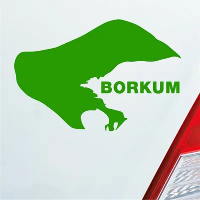 Produktbild von Auto Aufkleber Borkum Insel Deutschland Kontur Urlaub Spaß 10x7 cm Hellgrün Sticker Heckscheibenaufkleber