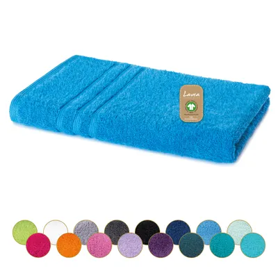 Produktbild von Lavea® Handtücher 50x100 cm, Frottierserie Bali, 100% Baumwolle, saugstark, weich, Set, waschbar, trocknergeeignet, Gästehandtücher - Himmelblau