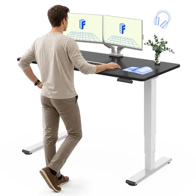 Immagine prodotto di Scrivania regolabile in altezza FlexiSpot con motore elettrico, 140x80 cm, doppio motore, piano da 25 mm in un unico pezzo e sistema telescopico a 3 sezioni EC5 LITE (nero)