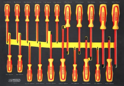 Produktbild von KS TOOLS ERGOTORQUE VDE Schraubendreher-Satz in Schaumstoffeinlage 21tlg. - 117.6121