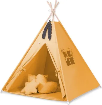 Immagine prodotto di Tenda Tipi per bambini - tenda da gioco - cotone leggero e lavabile, incluso tappeto da gioco e set di cuscini