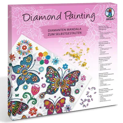 Zdjęcie produktu dla Zestaw do rękodzieła Diamond Painting – Mandala z kryształkami 9, motyle