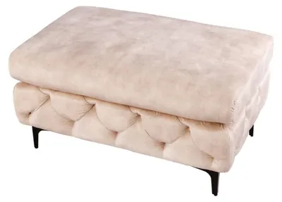Productafbeelding van Pouf VELENA champagne – Barokke poef in fluweel met zwarte metalen poten
