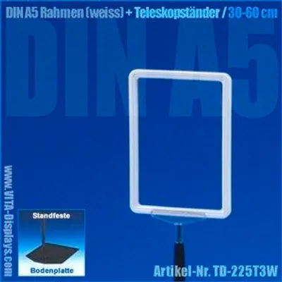Produktbild von A5 Rahmen (weiss) + Teleskopständer 30-60cm