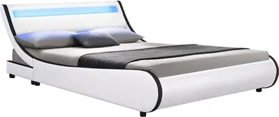 Zdjęcie produktu dla Łóżko tapicerowane 28943 Valencia, z rusztem, oświetleniem LED, zagłówkiem i sztuczną skórą, 180 x 200 cm