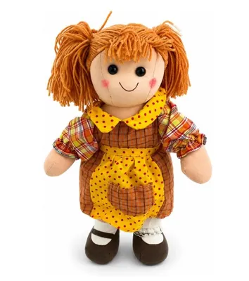Produktbild von Stoffpuppe 40 cm Rag Doll Plüschpuppe im Landhausstil Weiche Kuschelpuppe Orange Geschenk für Kinder