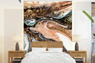 Produktbild von Marmerlook Fotobehang, Glatte Oberfläche, Gold, Schwarz, Glitzer, Chic, Breite 205 cm, Höhe 280 cm
