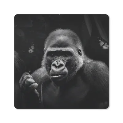 Produktbild von MuchoWow® Mauspad Mousepad Tiere - Affe - Gorilla - Schwarz - Weiß 30x30 cm - Mousepads - Maus Mat - Pad - Mausunterlage - Gaming