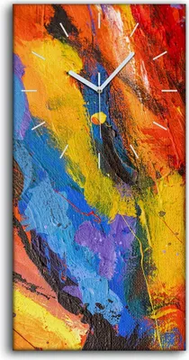 Produktbild von Leinwand Uhr Küche Wohnzimmer Bild Geräuschlos 30x60 Ölgemälde Abstrakte Kunst - weiße Hände