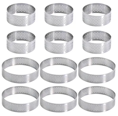 12er-Set Tartelette-Formen, perforiert, Edelstahl 430, 5+8 cm