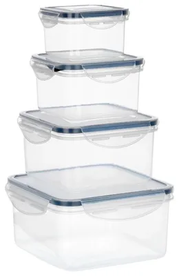 Image de Boîtes de rangement avec couvercle et joint - Plastique - Lot de 4