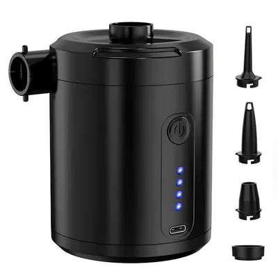 Produktbild von Mini-Luftpumpe 5200 mAh, kabellose elektrische Pumpe mit Überhitzungsschutz, 2-in-1 Funktion, USB-C, 4 Düsen, ideal für Luftmatratzen, Boote, Outdoor