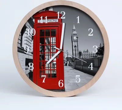 Produktbild von Holzuhr 20fi cm wanduhr - London Telefonzelle