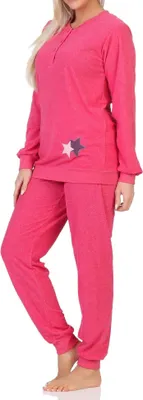Produktbild von Normann Damen Frottee Schlafanzug Homewear Loungewear mit Sternenmotiv - auch in Übergröße ; pink , 40