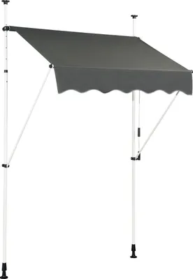 Produktbild von COSTWAY 150cm breit Klemmmarkise Balkonmarkise mit Handkurbel Sonnenmarkise 200-300 cm höhenverstellbar ohne Bohren Grau