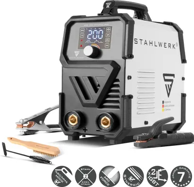 Produktbild von STAHLWERK Elektroden-Schweißgerät ARC 200 Synergic Pro Digital – MMA (E-Hand) bis 200 A, Schweißen ohne Schutzgas, Lift-TIG Inverter, Hotstart