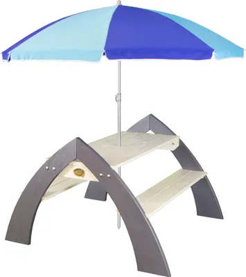 Immagine prodotto di AXI Kylo XL Tavolo da picnic per bambini con ombrellone | Set da picnic per bambino in legno in grigio e bianco