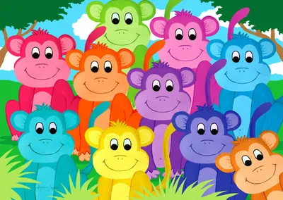 Produktbild von Enjoy Puzzle Puzzle Rainbow Monkeys - 1000 Teile buntes Spielzeug