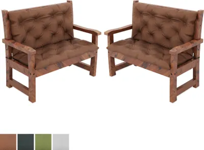 Immagine prodotto di MOLTICO set di 2 cuscini per panca con fissaggio Cuscino per panca da giardino - Cuscino per seduta e schienale 100x50x10cm - Impermeabile per esterni - Marrone