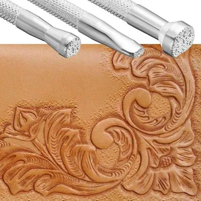 Produktbild von Metall-Stempel-Set für Postzegel-Embossing mit Lederen Stempeln, 3er Pack