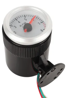 Image de Tachymètre LED 2 pouces (52 mm) avec aiguille rouge et cadran blanc rétroéclairé pour véhicules essence à 1, 4, 6 ou 8 cylindres