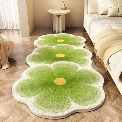 Obrázek produktu pro Uniqoos® Koberec 60×160 cm – zelený koberec s květinovým vzorem z polyesteru (imitace kašmíru) do obývacího pokoje, ložnice a dětského pokoje