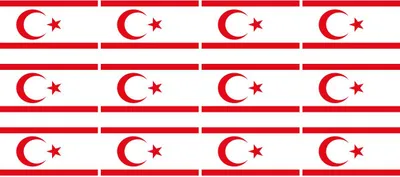 Produktbild von Mini Aufkleber Set - Pack glatt - 50x31mm - selbstklebender Sticker - Nordzypern - Flagge / Banner / Standarte fürs Auto, Büro, zu Hause und die Schule - 12 Stück