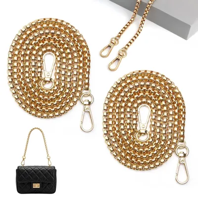 2er-Set goldene Tascheketten, 120 cm, 6 mm, für Handtaschen