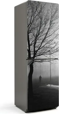 Produktbild von Winterspaziergang im Nebel – Magnetische Kühlschrank Abdeckung – Dekorfolie magnetisch Küche – Kühlschrank Magnet Deko – selbstklebende Magnettafel – Magnetfolie für Kühlschranktür – 60x180 cm