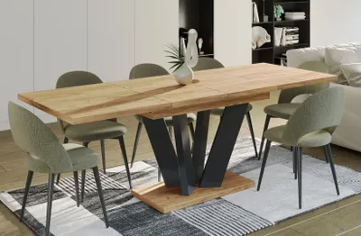 Produktbild von Endo-Möbel Esstisch ausziehbar Alex 130cm - 210cm stabil Säulentisch Kulissentisch (Craft Eiche)