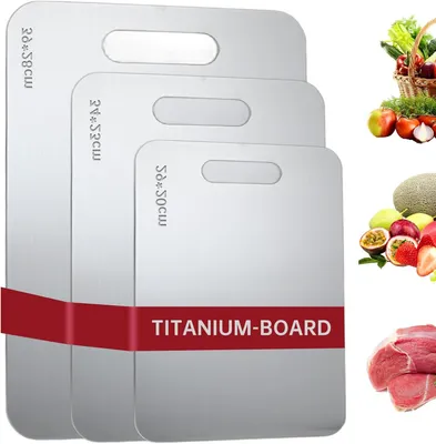 Productafbeelding van Snijplank 3 stuks, 304 roestvrij staal, 39x28cm 34x23cm 29x20cm, antibacterieel, voor keuken