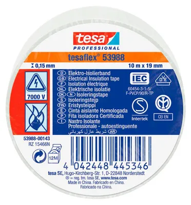Produktbild von Tesa 53988 Isolierband 19 X10 M Weiß Weiß One Size