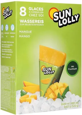 Immagine prodotto di Sun Lolly acqua ghiacciata per autocongelamento al gusto di mango 8 pezzi