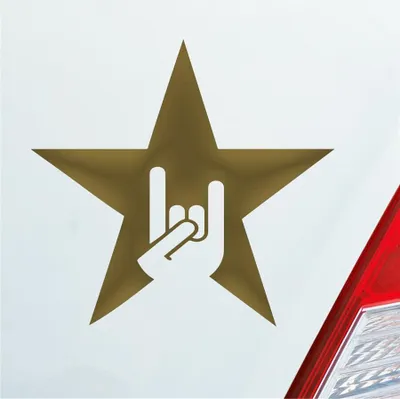 Produktbild von Auto Aufkleber Pommesgabel Rock Ring Festival Heavy Metal 10x10 cm Gold Sticker Heckscheibenaufkleber