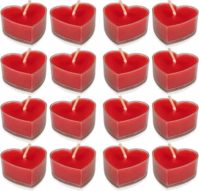 Immagine prodotto di Candele a forma di cuore | 16 pezzi | Candele a forma di cuore per San Valentino