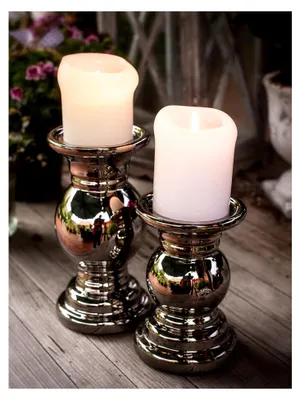 Produktbild von Kerzenhalter Racheal Silber 15cm - Kerzenständer